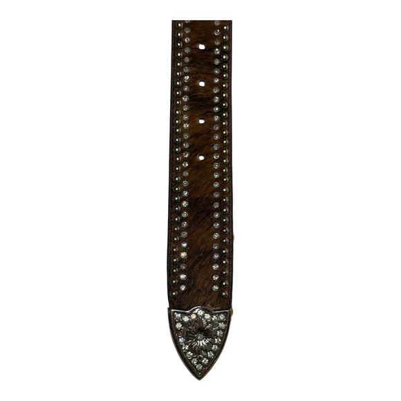 Nocona Women\'s Brown Calf Hair Rhinestone and Stud Belt size Medium main image 8